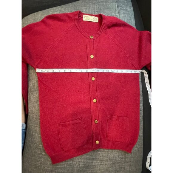 Vintage Gaeltarra Irish Red Lambswool Cardigan With Gold Buttons Sz Medium - Picture 7 of 9